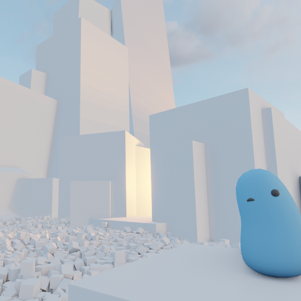 Bob, the friendly blue character from the Bob's Adventures game-dev workshop.